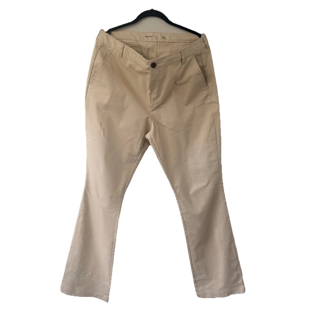 Old Navy Pants Women Size 14 Khaki Color High-Rise Adjustable Waist